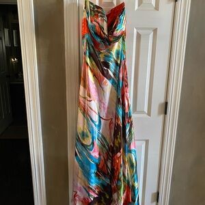 Colorful Strapless Maxi Dress